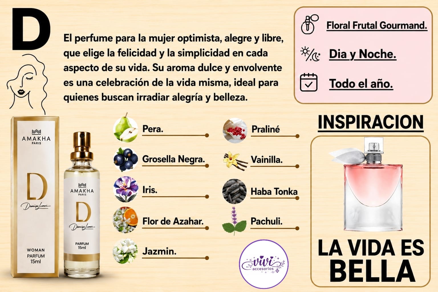 PERFUMES AMAKHA LA VIDA ES BELLA 15 ML