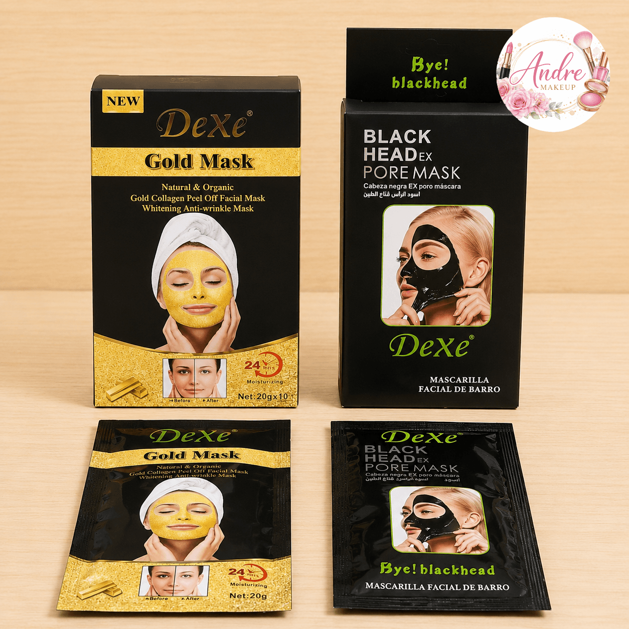 ✨ Mascarillas Faciales DeXe (Gold y Black) ✨